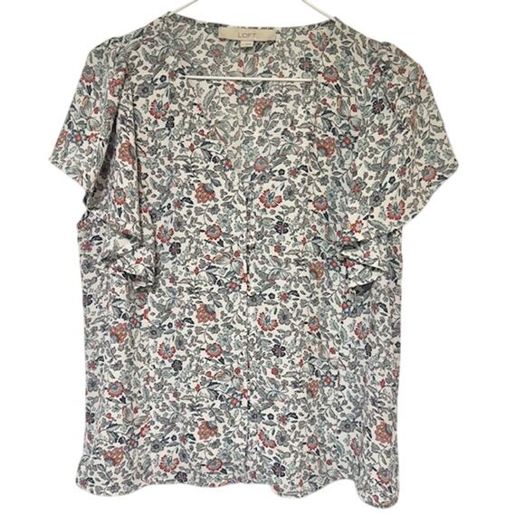 LOFT Tops - Womens Butterfly Floral Top Fairycore Small Flutter Sleeves Career Interview